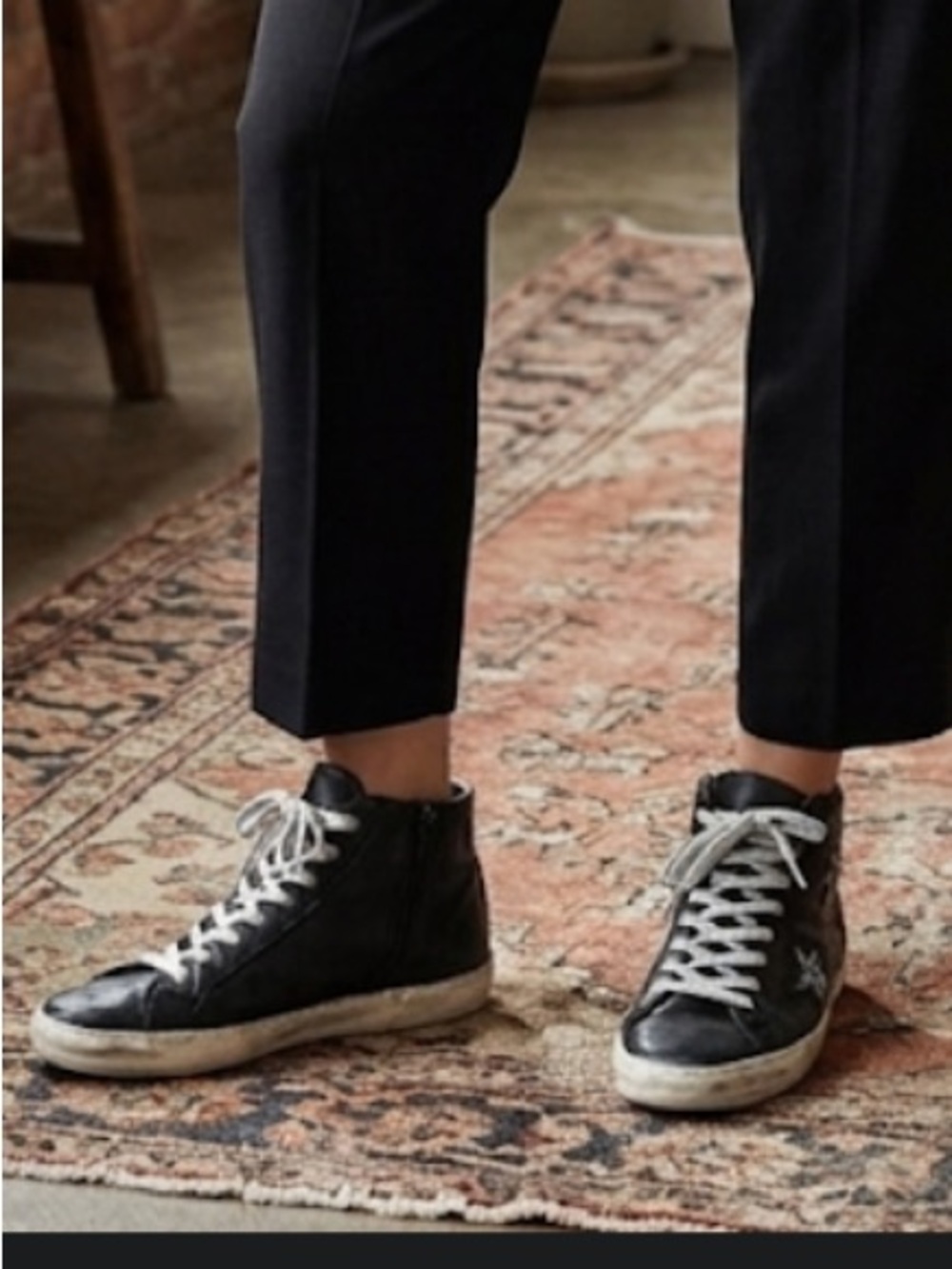 OVYE SHOES Black High-Top Athletic Sneakers with White Laces